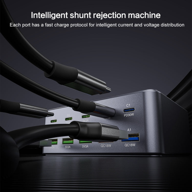 HW33 100W Type-C + USB 10-Port Desktop Fast Charger, Plug Type:EU Plug - Multifunction Charger by buy2fix | Online Shopping UK | buy2fix