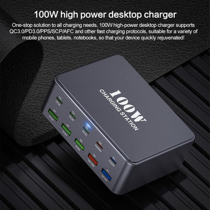 HW33 100W Type-C + USB 10-Port Desktop Fast Charger, Plug Type:AU Plug - Multifunction Charger by buy2fix | Online Shopping UK | buy2fix