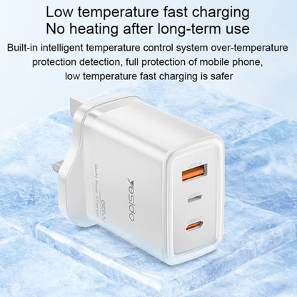 Yesido YC89 65W Type-C, USB, 8 Pin Reverse GaN Fast Charger with Type-C to 8 Pin Cable(UK Plug) - USB Charger by Yesido | Online Shopping UK | buy2fix