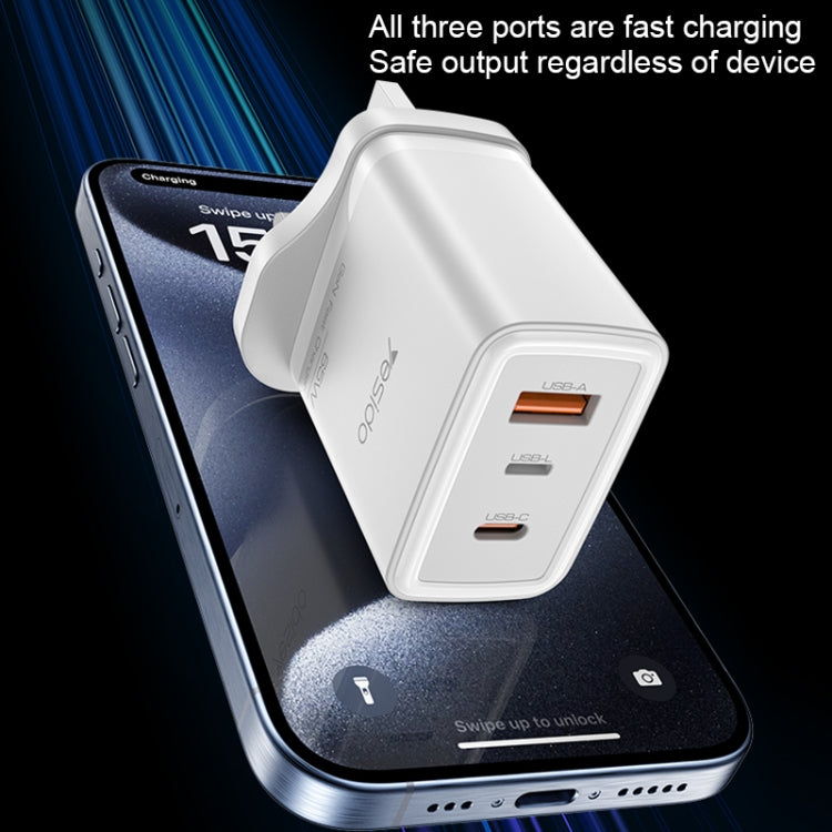 Yesido YC89 65W Type-C, USB, 8 Pin Reverse GaN Fast Charger with Type-C to 8 Pin Cable(UK Plug) - USB Charger by Yesido | Online Shopping UK | buy2fix