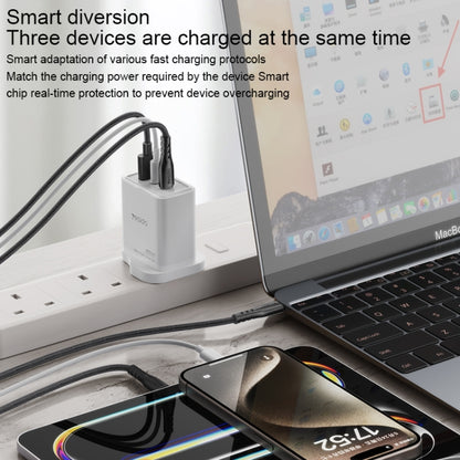 Yesido YC89 65W Type-C, USB, 8 Pin Reverse GaN Fast Charger with Type-C to 8 Pin Cable(UK Plug) - USB Charger by Yesido | Online Shopping UK | buy2fix