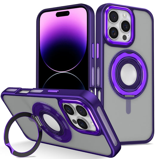 For iPhone 14 Pro Max Skin Feel Matte 360 Degree Rotating Silicone Ring Holder Phone Case(Purple) - iPhone 14 Pro Max Cases by buy2fix | Online Shopping UK | buy2fix