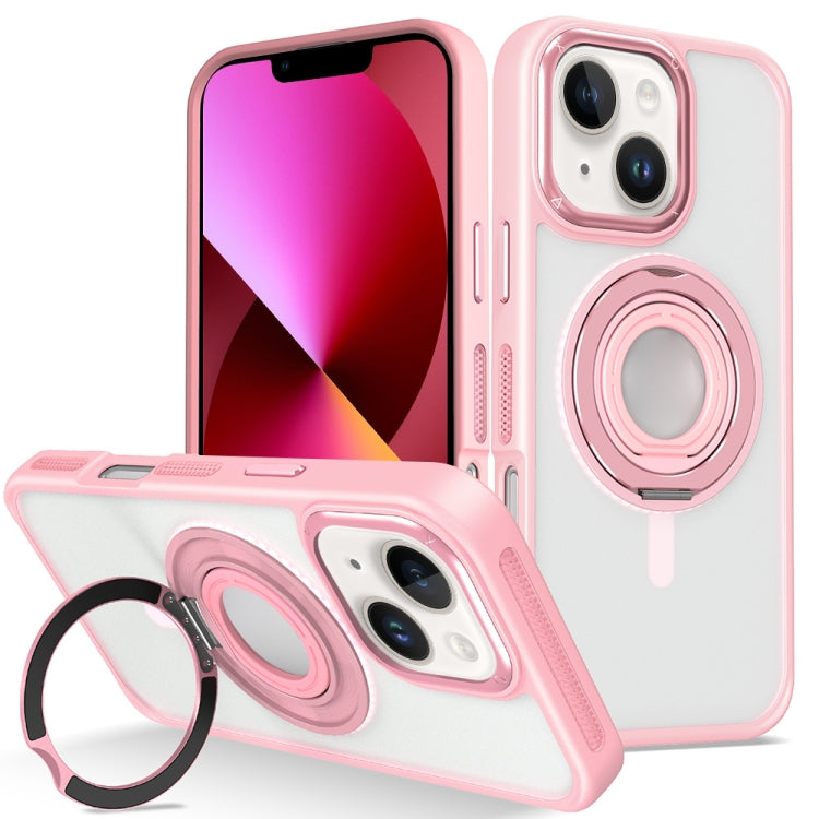 For iPhone 13 Skin Feel Matte 360 Degree Rotating Silicone Ring Holder Phone Case(Pink) - iPhone 13 Cases by buy2fix | Online Shopping UK | buy2fix