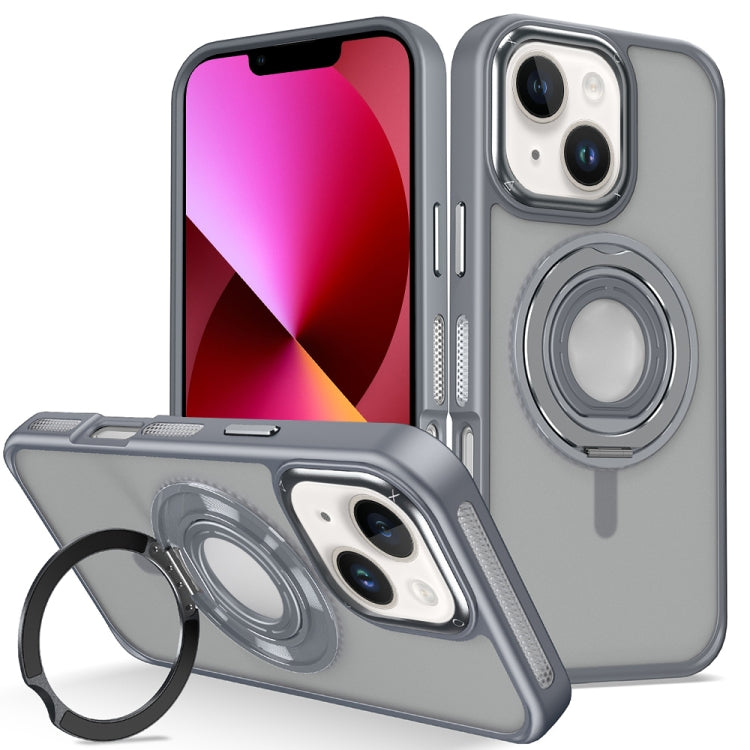 For iPhone 13 Skin Feel Matte 360 Degree Rotating Silicone Ring Holder Phone Case(Grey) - iPhone 13 Cases by buy2fix | Online Shopping UK | buy2fix