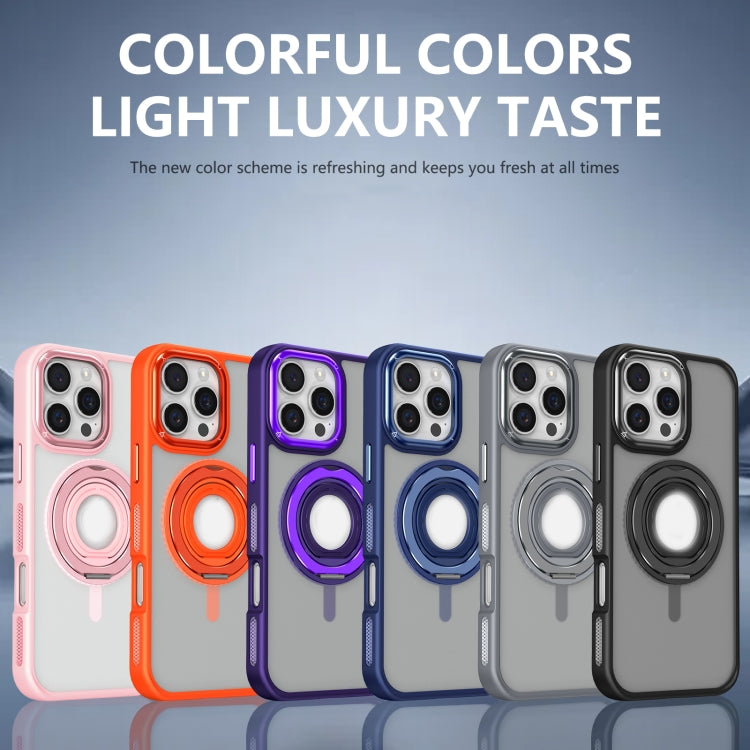 For iPhone 15 Pro Skin Feel Matte 360 Degree Rotating Silicone Ring Holder Phone Case(Pink) - iPhone 15 Pro Cases by buy2fix | Online Shopping UK | buy2fix