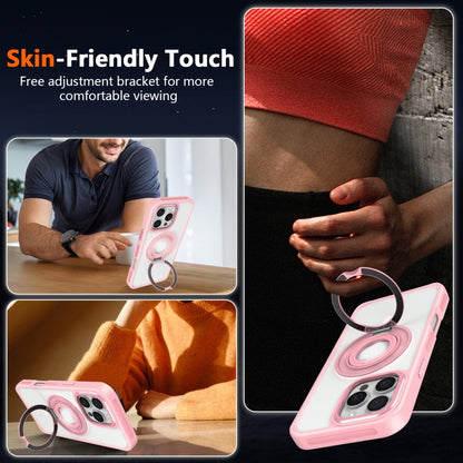 For iPhone 16 Skin Feel Matte 360 Degree Rotating Silicone Ring Holder Phone Case(Pink) - iPhone 16 Cases by buy2fix | Online Shopping UK | buy2fix