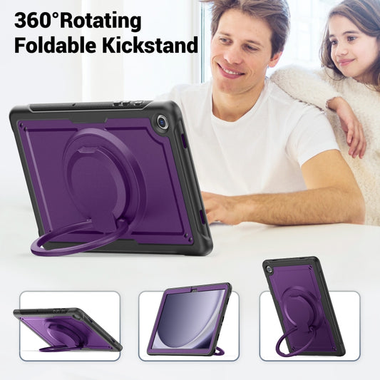 For Samsung Galaxy Tab A9+ Honeycomb Hybrid Tablet Case with Handle Holder & Strap(Purple) - Galaxy Tab A9+ by buy2fix | Online Shopping UK | buy2fix