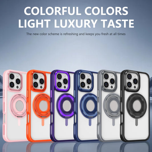 For iPhone 16 Pro Skin Feel Transparent 360 Degree Rotating Silicone Ring Holder Phone Case(Pink) by buy2fix