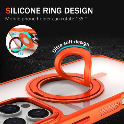 For iPhone 15 Pro Max Skin Feel Transparent 360 Degree Rotating Silicone Ring Holder Phone Case(Orange) - iPhone 15 Pro Max Cases by buy2fix | Online Shopping UK | buy2fix
