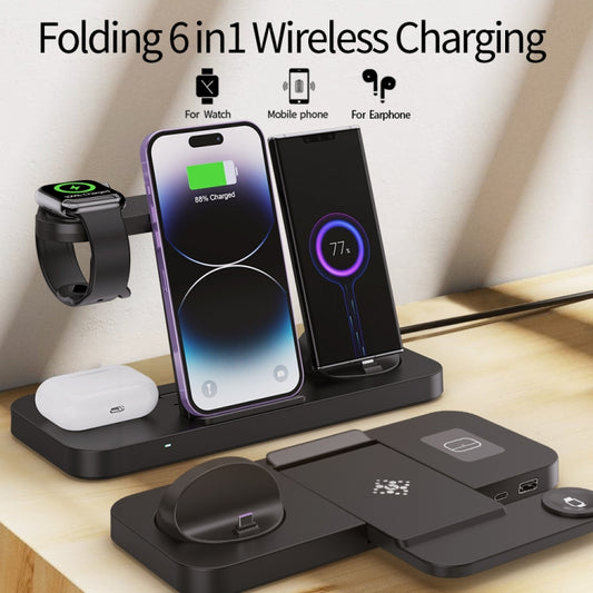 For Apple Watch B21 6 in 1 Mobile Phone / Earphone Universal Foldable Wireless Charger(White) - Multifunction Charger by buy2fix | Online Shopping UK | buy2fix