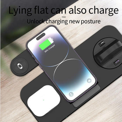 For Samsung Galaxy Watch B21 6 in 1 Mobile Phone / Earphone Universal Foldable Wireless Charger(Black) - Multifunction Charger by buy2fix | Online Shopping UK | buy2fix