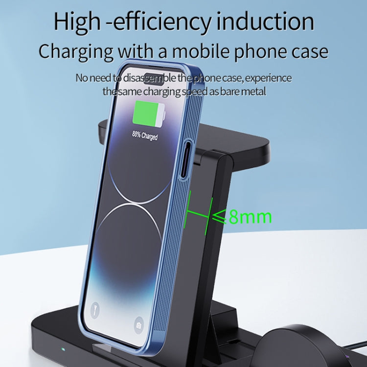 For Huawei Watch B21 6 in 1 Mobile Phone / Earphone Universal Foldable Wireless Charger(Black) - Multifunction Charger by buy2fix | Online Shopping UK | buy2fix