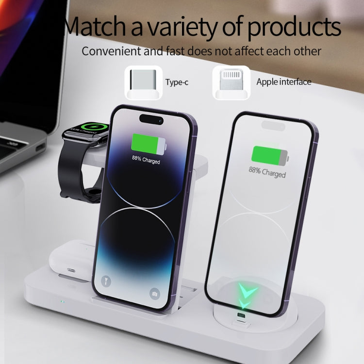 For Samsung Galaxy Watch B21 6 in 1 Mobile Phone / Earphone Universal Foldable Wireless Charger(Black) - Multifunction Charger by buy2fix | Online Shopping UK | buy2fix