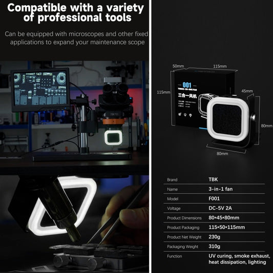 TBK F001 3 in 1 Smoking & UV Curing & Filtration Smoke Exhaust Multifunctional Fan by TBK