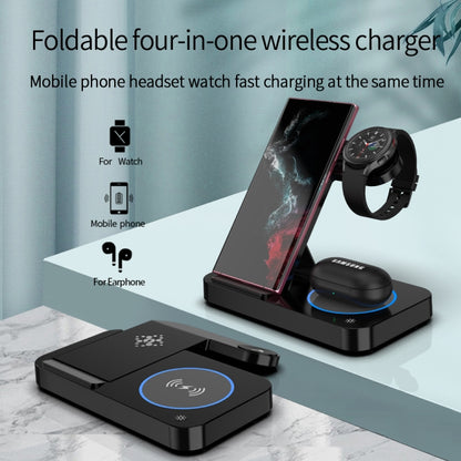 For Apple Watch B18 4 in 1 Mobile Phone / Earphone Universal Foldable Wireless Charger(Black) - Multifunction Charger by buy2fix | Online Shopping UK | buy2fix