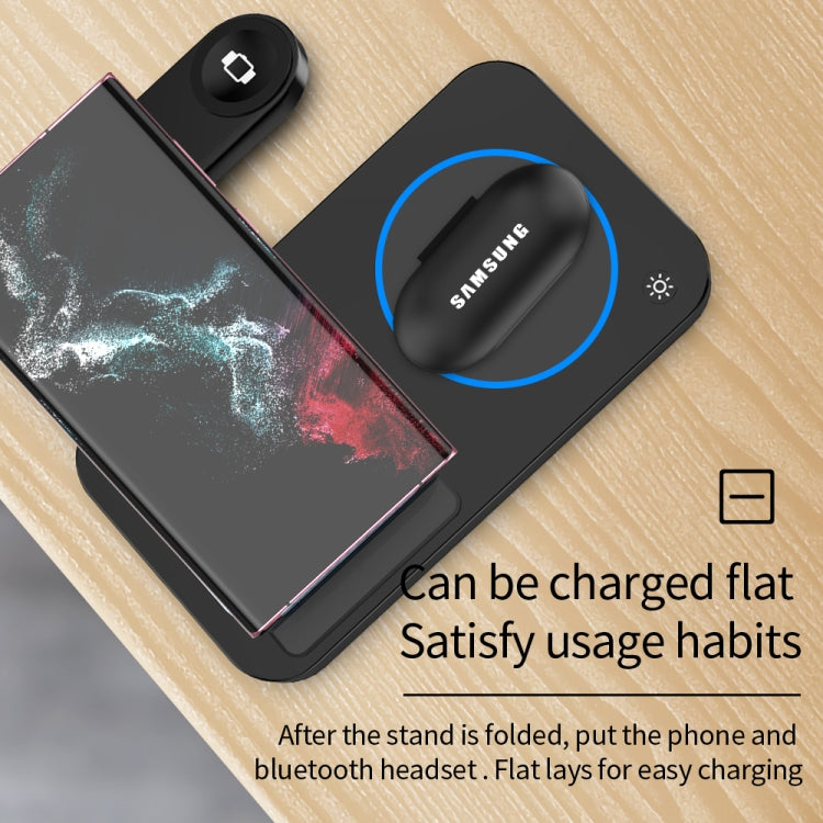 For Samsung Galaxy Watch B18 4 in 1 Mobile Phone / Earphone Universal Foldable Wireless Charger(Black) - Multifunction Charger by buy2fix | Online Shopping UK | buy2fix