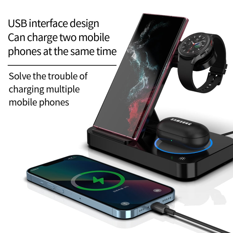 For Samsung Galaxy Watch B18 4 in 1 Mobile Phone / Earphone Universal Foldable Wireless Charger(Black) - Multifunction Charger by buy2fix | Online Shopping UK | buy2fix
