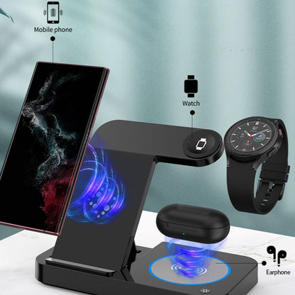 For Samsung Galaxy Watch B18 4 in 1 Mobile Phone / Earphone Universal Foldable Wireless Charger(Black) - Multifunction Charger by buy2fix | Online Shopping UK | buy2fix
