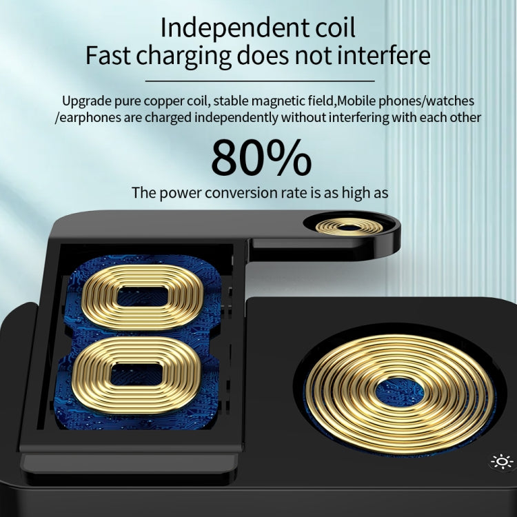 For Apple Watch B18 4 in 1 Mobile Phone / Earphone Universal Foldable Wireless Charger(Black) - Multifunction Charger by buy2fix | Online Shopping UK | buy2fix