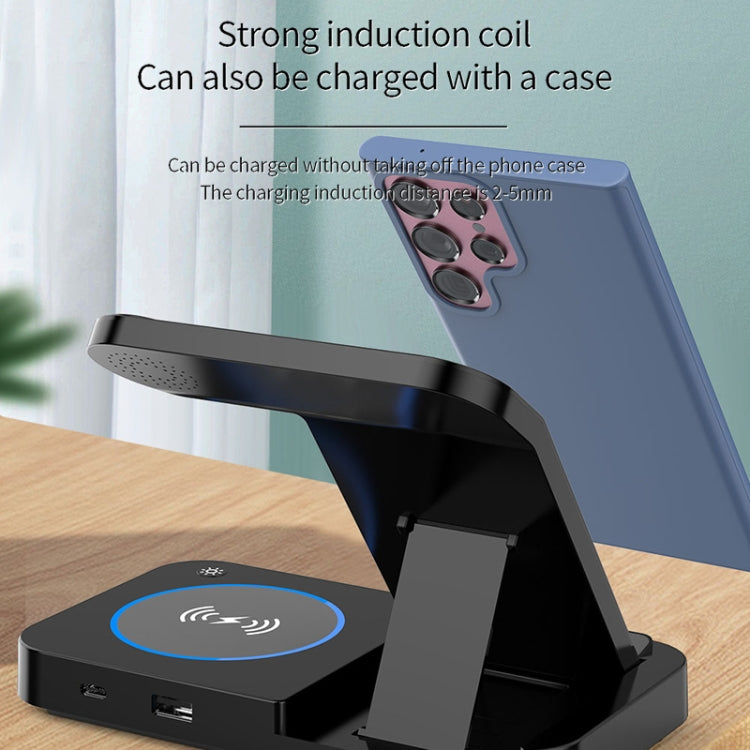 For Apple Watch B18 4 in 1 Mobile Phone / Earphone Universal Foldable Wireless Charger(Black) - Multifunction Charger by buy2fix | Online Shopping UK | buy2fix