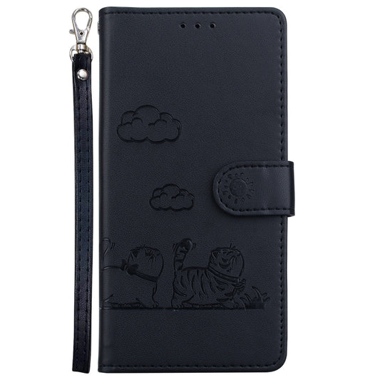 For iPhone 16 Pro Max Cute Cats RFID Leather Phone Case(Black) by buy2fix