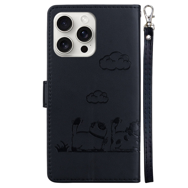 For iPhone 16 Pro Cute Cats RFID Leather Phone Case(Black) - iPhone 16 Pro Cases by buy2fix | Online Shopping UK | buy2fix