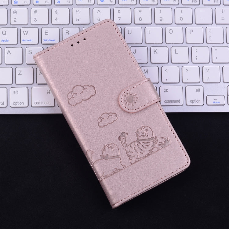 For iPhone 16 Plus Cute Cats RFID Leather Phone Case(Rose Gold) by buy2fix