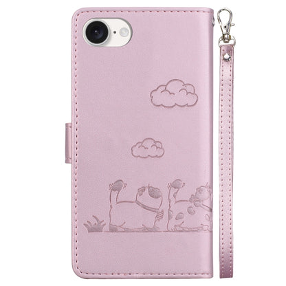 For iPhone 16e Cute Cats RFID Leather Phone Case(Rose Gold) by buy2fix
