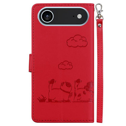 For iPhone Air Cute Cats RFID Leather Phone Case(Red) - iPhone Air Cases by buy2fix | Online Shopping UK | buy2fix