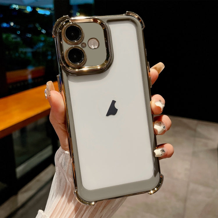 For iPhone 16 Dual-color Plating Space PC Hybrid TPU Phone Case(Grey) by buy2fix