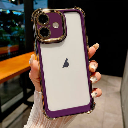 For iPhone 16 Dual-color Plating Space PC Hybrid TPU Phone Case(Purple) by buy2fix