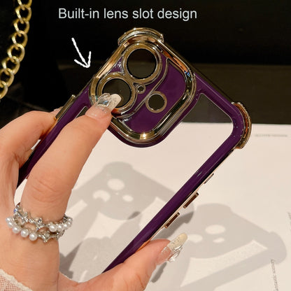 For iPhone 16 Dual-color Plating Space PC Hybrid TPU Phone Case(Pink) by buy2fix