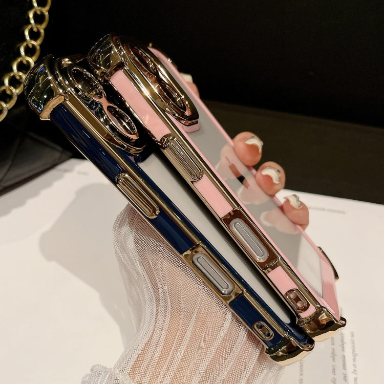 For iPhone 16 Dual-color Plating Space PC Hybrid TPU Phone Case(Pink) by buy2fix