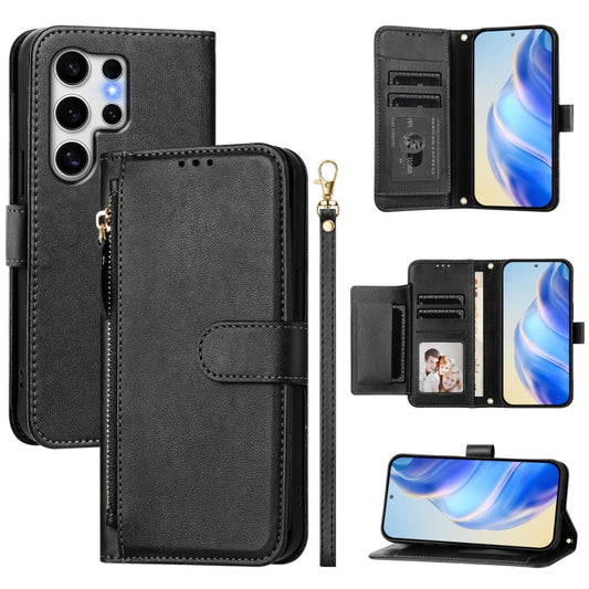 For Samsung Galaxy S25 Ultra 5G Multi-Card Slots Zipper Wallet Leather Phone Case(Black) - Galaxy S25 Ultra 5G Cases by buy2fix | Online Shopping UK | buy2fix