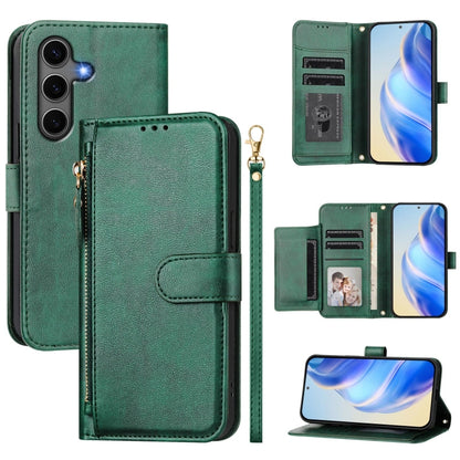 For Samsung Galaxy S25+ 5G Multi-Card Slots Zipper Wallet Leather Phone Case(Green) by buy2fix