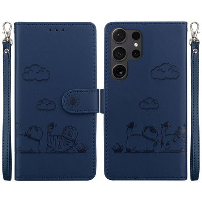 For Samsung Galaxy S25 Ultra 5G Cute Cats RFID Leather Phone Case(Blue) by buy2fix
