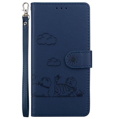 For Samsung Galaxy S25 Ultra 5G Cute Cats RFID Leather Phone Case(Blue) by buy2fix