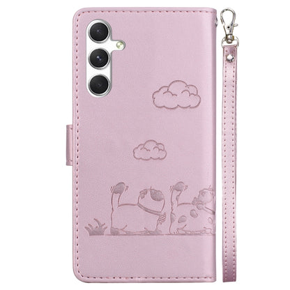 For Samsung Galaxy S25 5G Cute Cats RFID Leather Phone Case(Rose Gold) by buy2fix