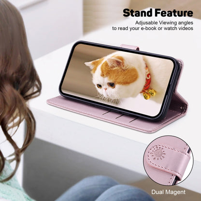 For Samsung Galaxy S25 5G Cute Cats RFID Leather Phone Case(Rose Gold) by buy2fix