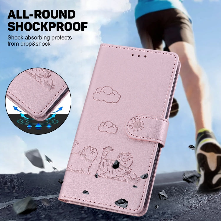 For Samsung Galaxy S25+ 5G Cute Cats RFID Leather Phone Case(Rose Gold) by buy2fix
