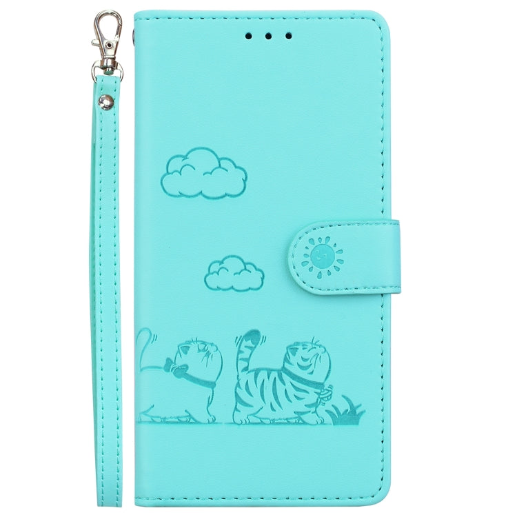 For Samsung Galaxy S25+ 5G Cute Cats RFID Leather Phone Case(Green) by buy2fix