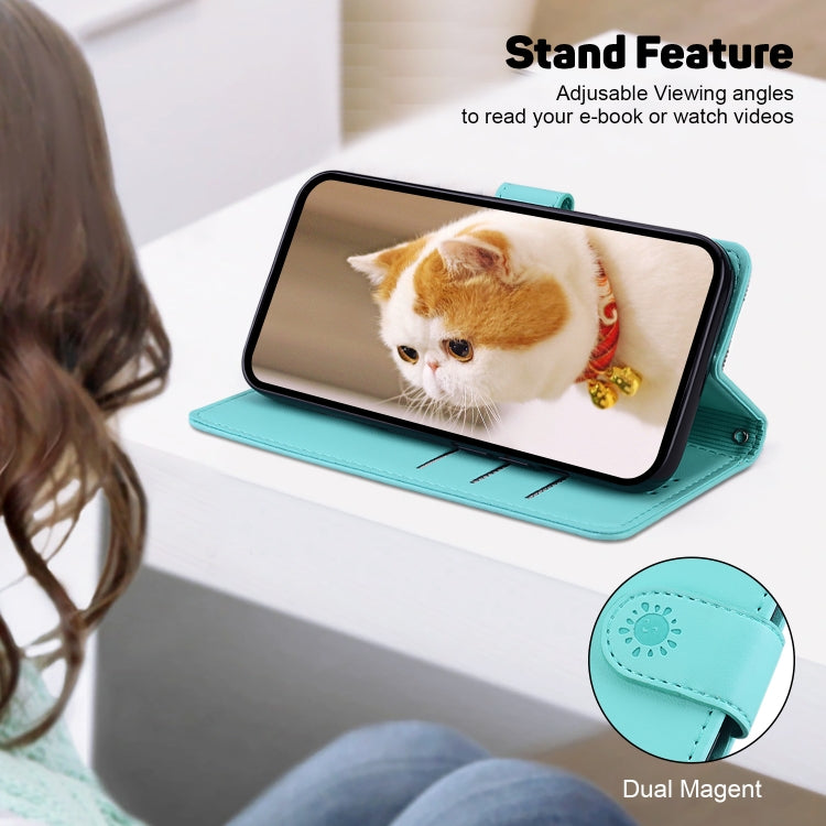 For Samsung Galaxy S25+ 5G Cute Cats RFID Leather Phone Case(Green) by buy2fix