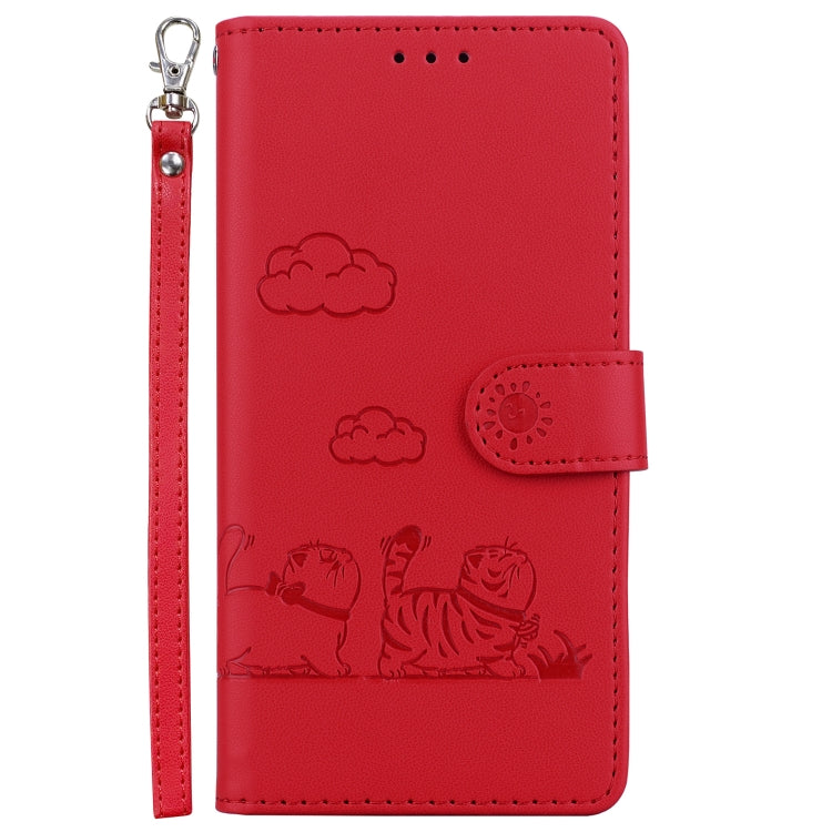 For Samsung Galaxy S25+ 5G Cute Cats RFID Leather Phone Case(Red) by buy2fix