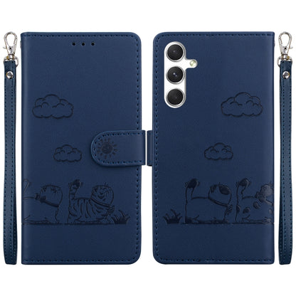 For Samsung Galaxy S25+ 5G Cute Cats RFID Leather Phone Case(Blue) by buy2fix