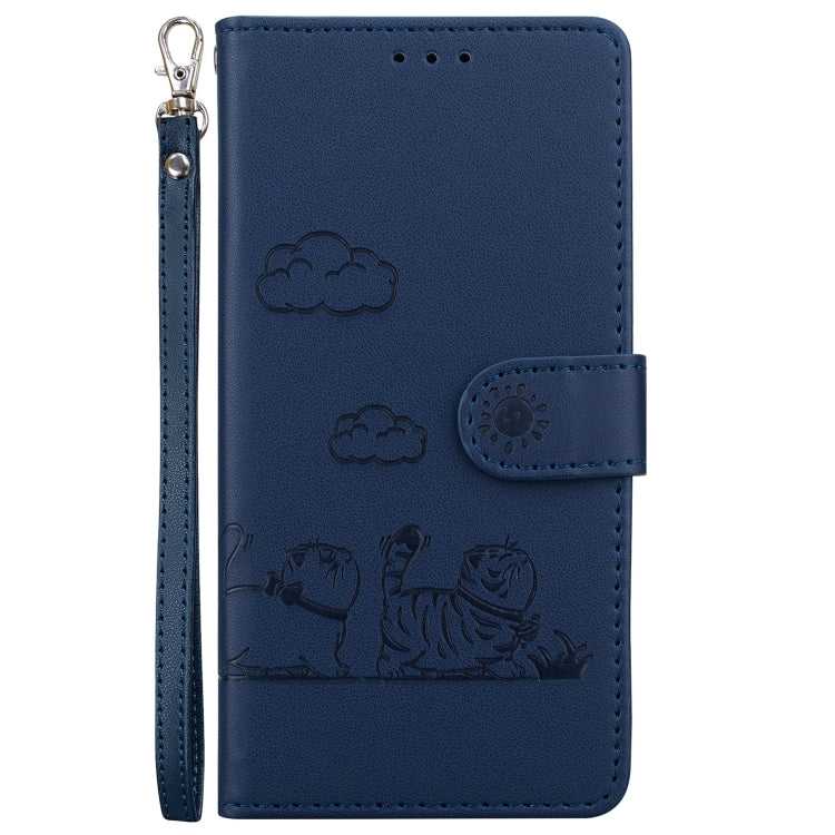 For Samsung Galaxy S25+ 5G Cute Cats RFID Leather Phone Case(Blue) by buy2fix