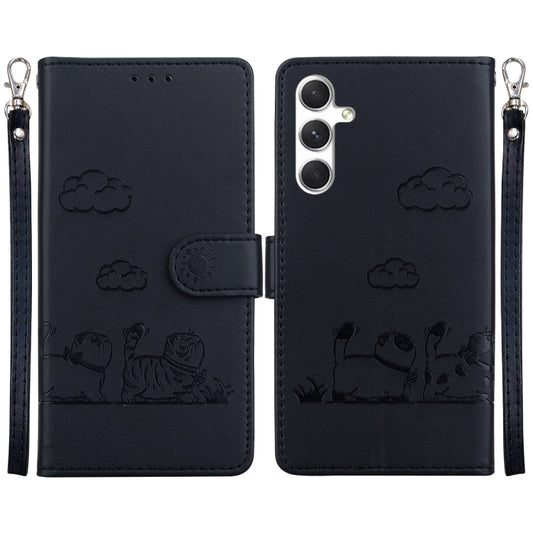 For Samsung Galaxy S25+ 5G Cute Cats RFID Leather Phone Case(Black) by buy2fix