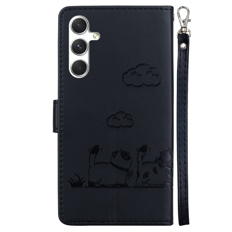 For Samsung Galaxy S25+ 5G Cute Cats RFID Leather Phone Case(Black) by buy2fix