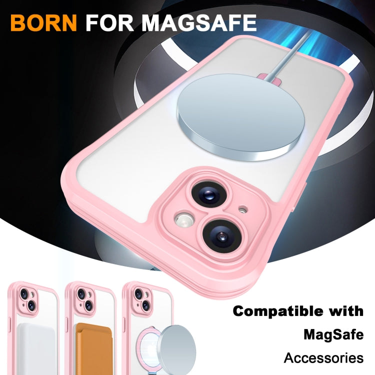 For iPhone 15 Plus / 14 Plus Skin Feel MagSafe Holder 360 Full Body Phone Case(Pink) - iPhone 15 Plus Cases by buy2fix | Online Shopping UK | buy2fix