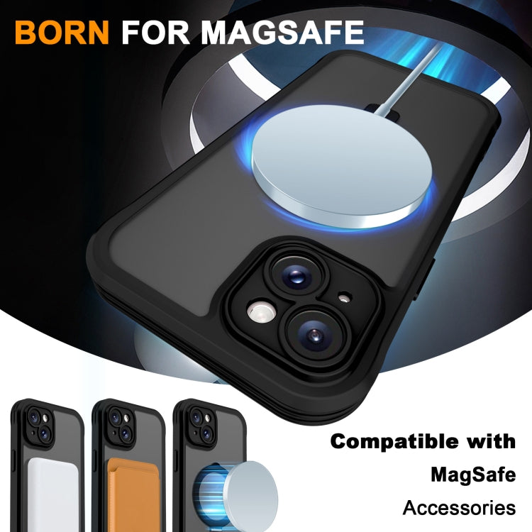 For iPhone 15 Plus / 14 Plus Skin Feel MagSafe Holder 360 Full Body Phone Case(Black) - iPhone 15 Plus Cases by buy2fix | Online Shopping UK | buy2fix