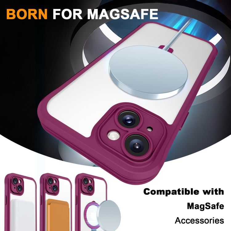 For iPhone 15 Plus / 14 Plus Skin Feel MagSafe Holder 360 Full Body Phone Case(Rose Red) - iPhone 15 Plus Cases by buy2fix | Online Shopping UK | buy2fix